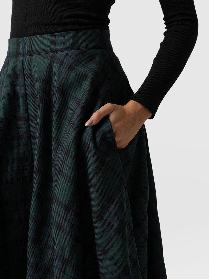 Noho Skirt Green Check - Women's Skirts | Saint + Sofia® UK