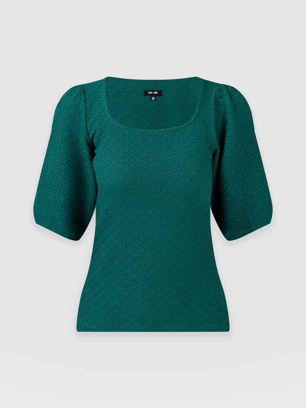 Olivia Puff Sleeve Tee Alpine Green - Women's T-shirts | Saint + Sofia® UK