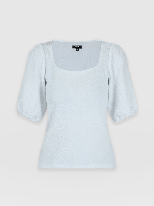 Olivia Puff Sleeve Tee Pale Blue - Women's T-shirts | Saint + Sofia® UK