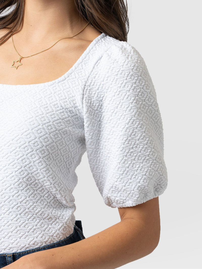 Olivia Puff Sleeve Tee White - Women's T-shirts | Saint + Sofia® USA