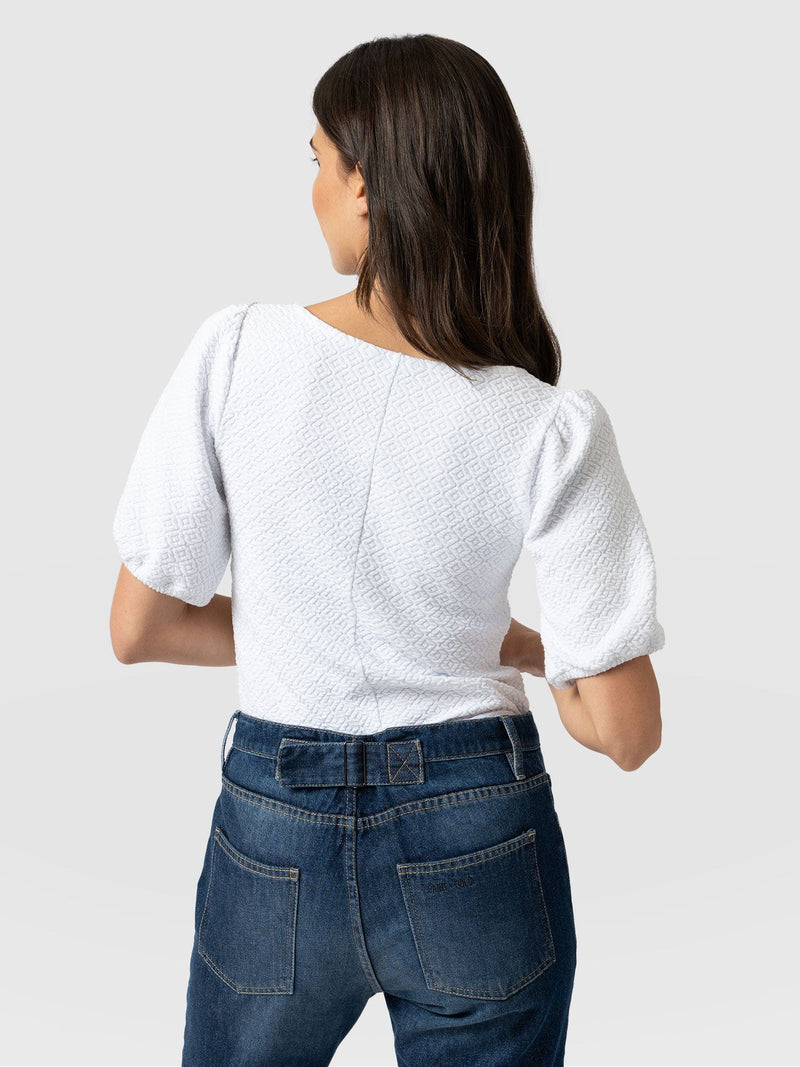 Olivia Puff Sleeve Tee White - Women's T-shirts | Saint + Sofia® USA