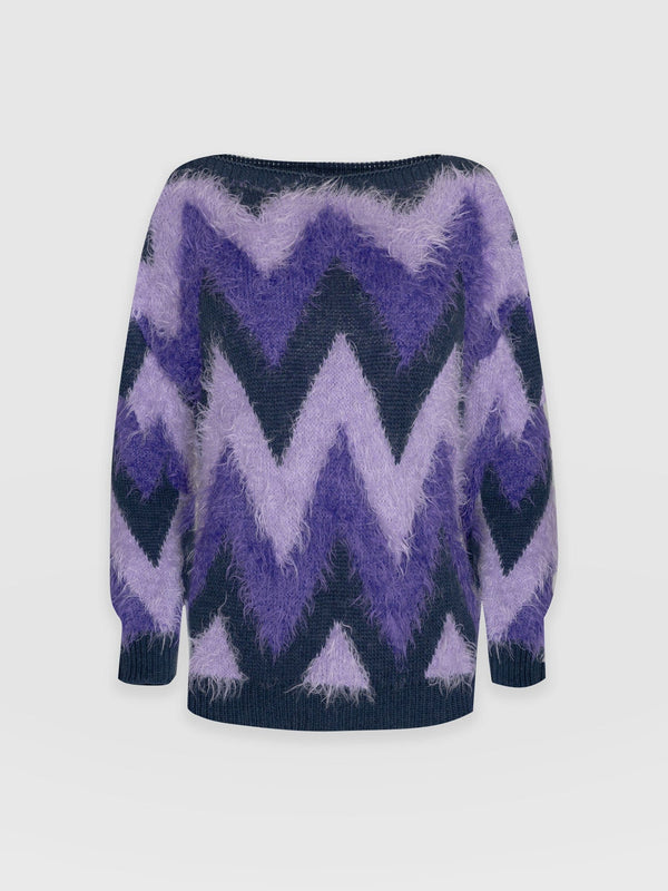 Orla Chevron Sweater Purple - Women's Sweaters | Saint + Sofia® UK