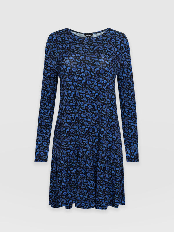 Ottilie Ruffle Dress Blue Paisley Floral - Women's Dresses | Saint + Sofia® USA