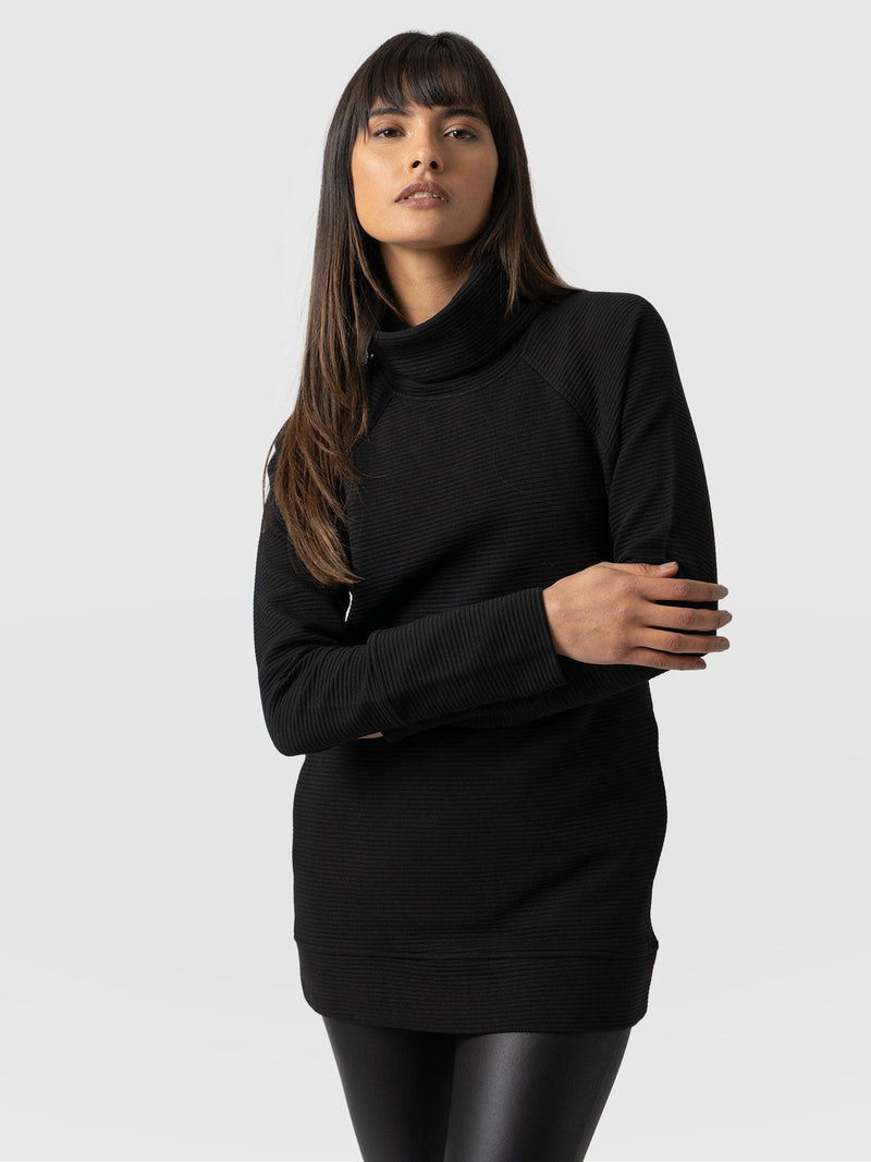 Ottoman Rib Turtle Neck Sweater Black - Women's Sweaters | Saint + Sofia® USA