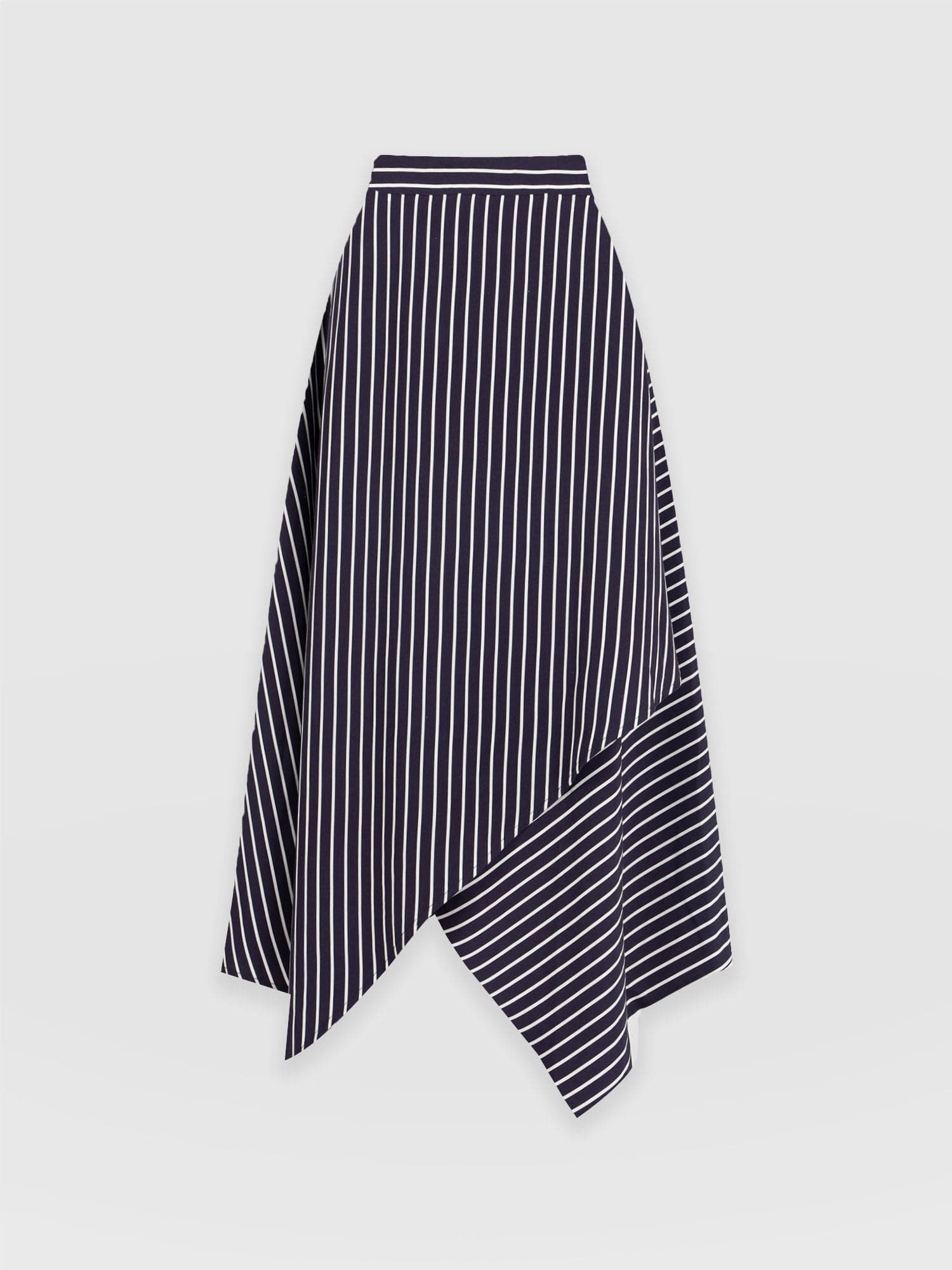 Striped Oxford Cotton Pleated Mini Skirt