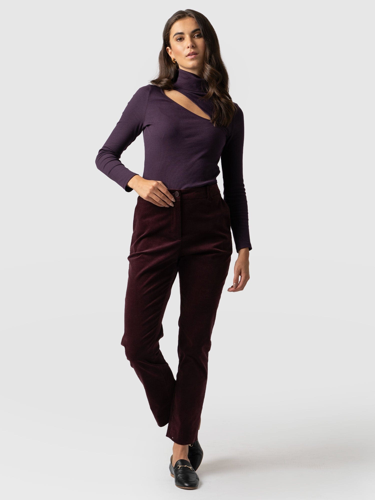 Velour Jogging Pants In Burgundy | CY Boutique | SilkFred
