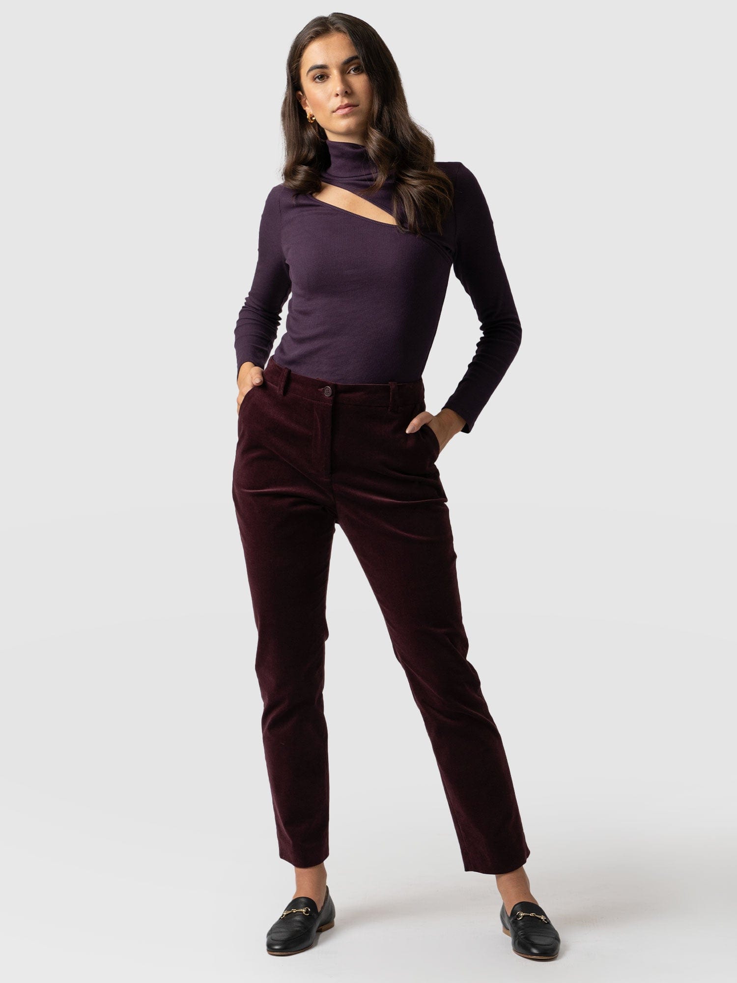 Palmer Pant Plum Corduroy - Women's Trousers | Saint + Sofia® UK