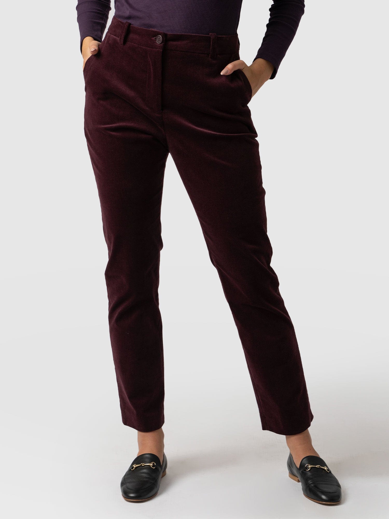 Palmer Pant Plum Corduroy - Women's Trousers | Saint + Sofia® UK