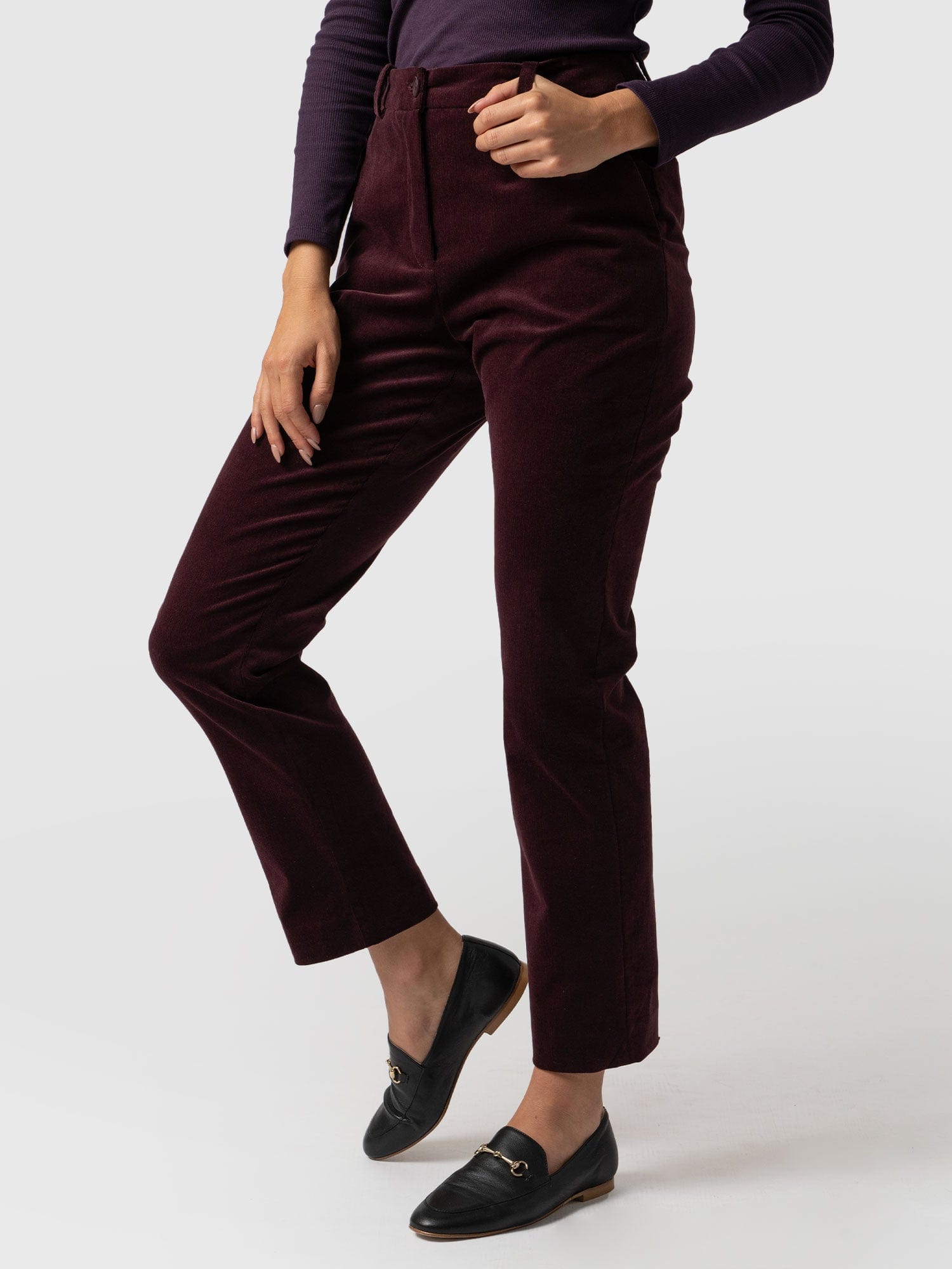 Palmer Pant Plum Corduroy - Women's Trousers | Saint + Sofia® UK
