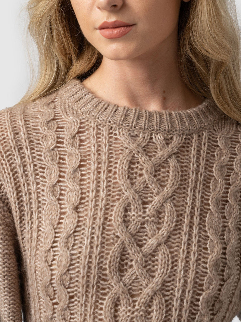 Penny Cable Sweater Beige - Women's Sweaters | Saint + Sofia® USA