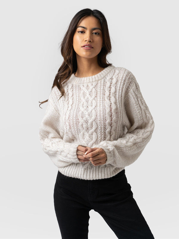 Penny Cable Sweater Oatmeal - Women's Sweaters | Saint + Sofia® USA