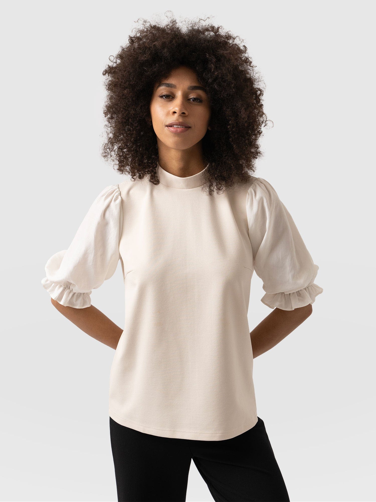 Women's short puff online sleeve top