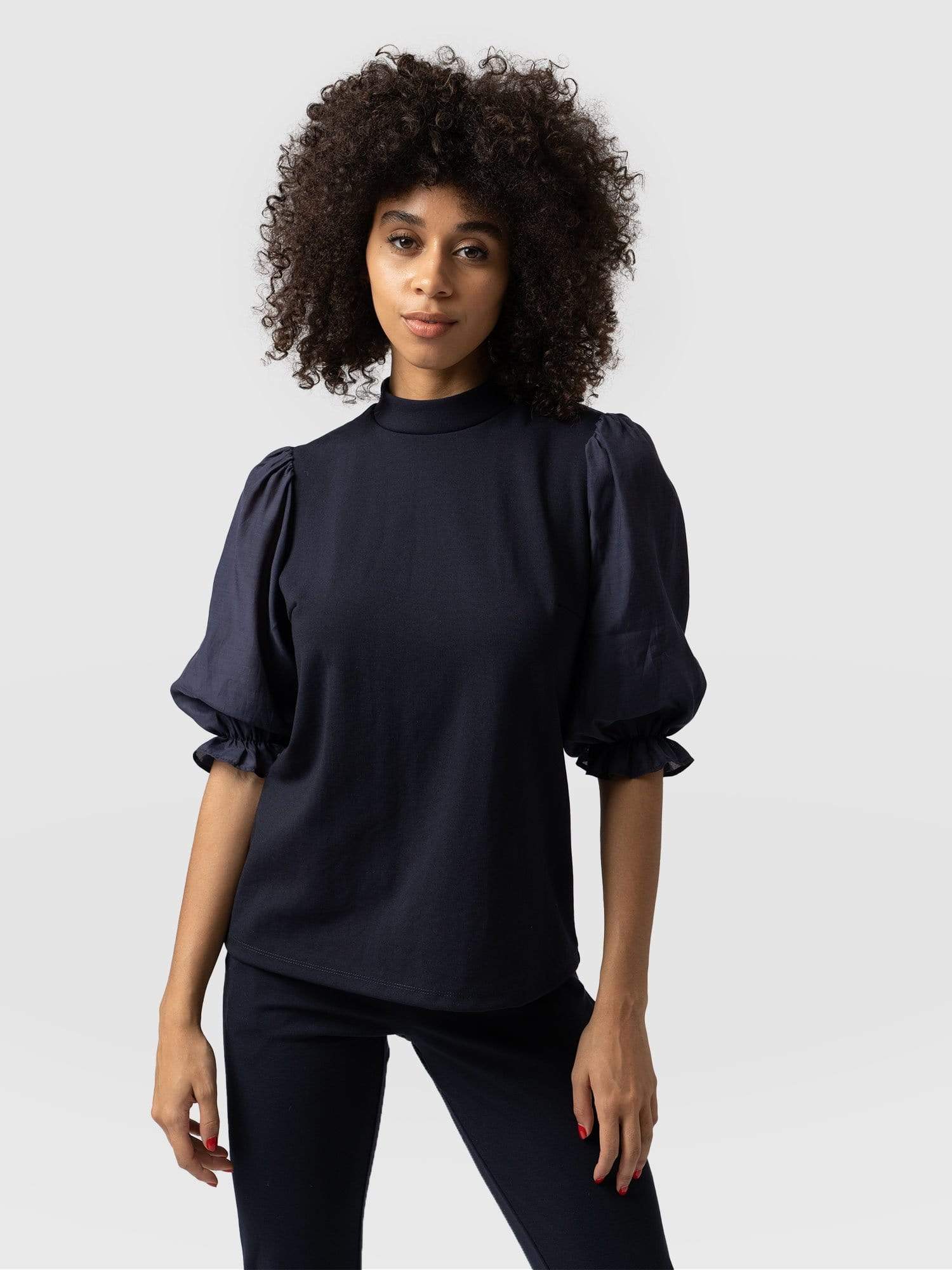 Penny Puff Sleeve Top - Navy