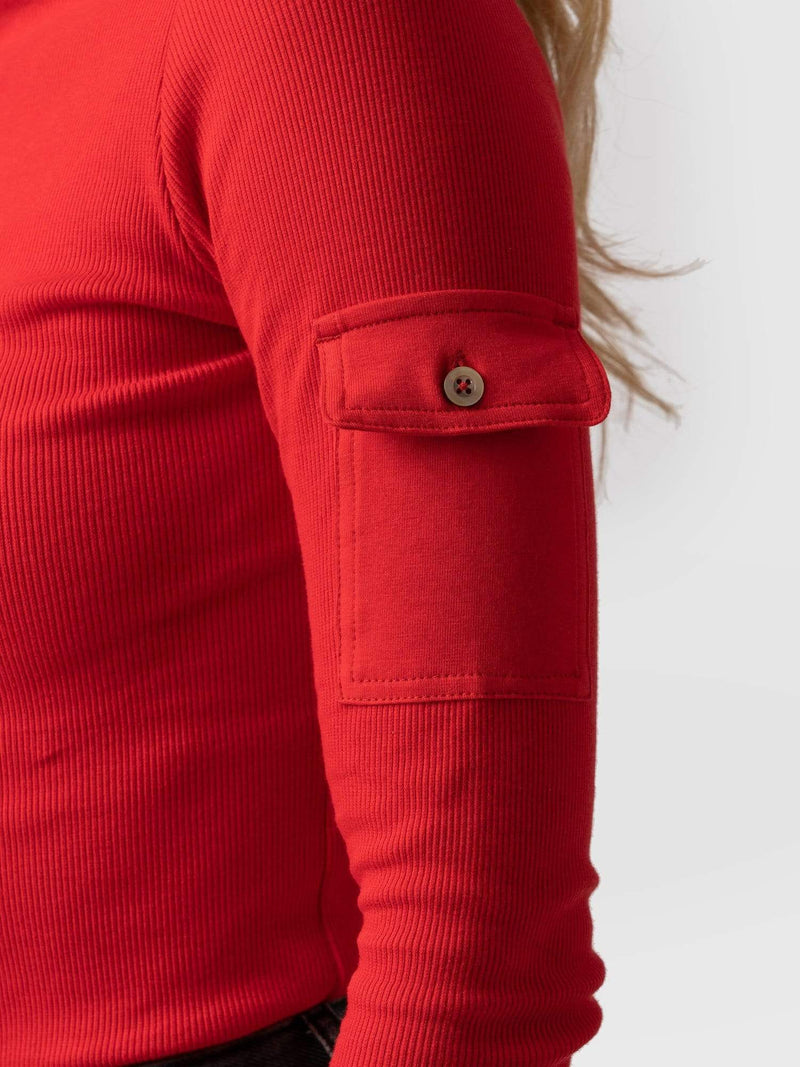 Pocket Turtle Neck Red - Women's Sweaters | Saint + Sofia® USA