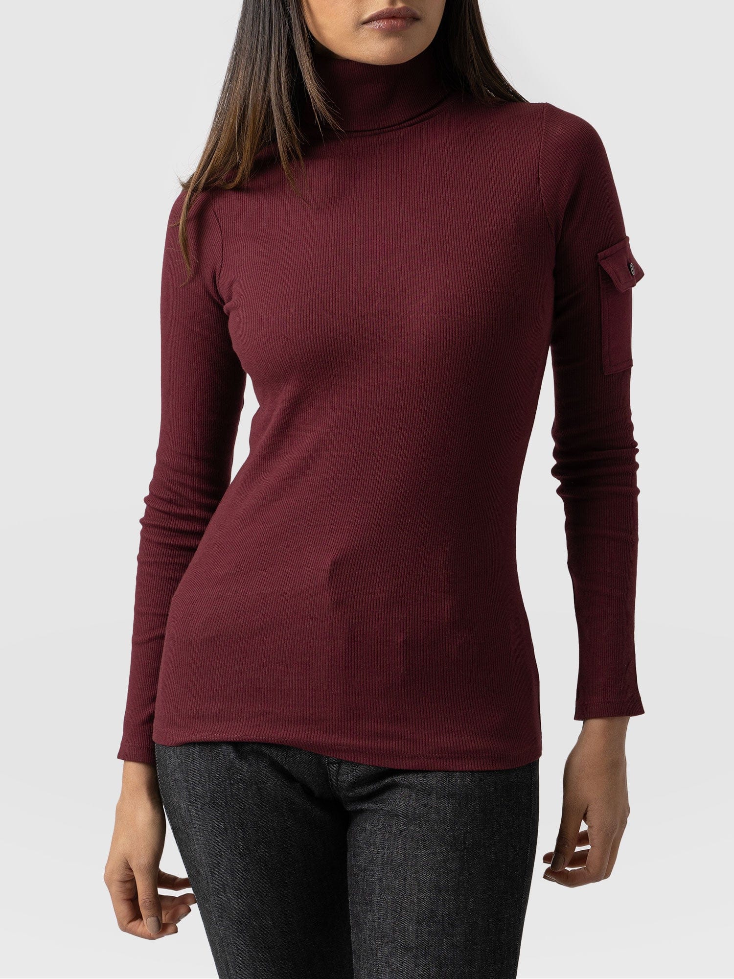 Pocket Turtle Neck Burgundy - Women's Sweaters | Saint + Sofia® USA