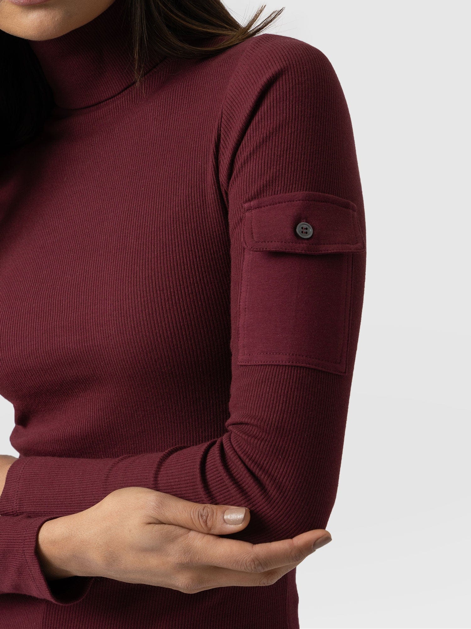 Pocket Turtle Neck Burgundy - Women's Sweaters | Saint + Sofia® USA