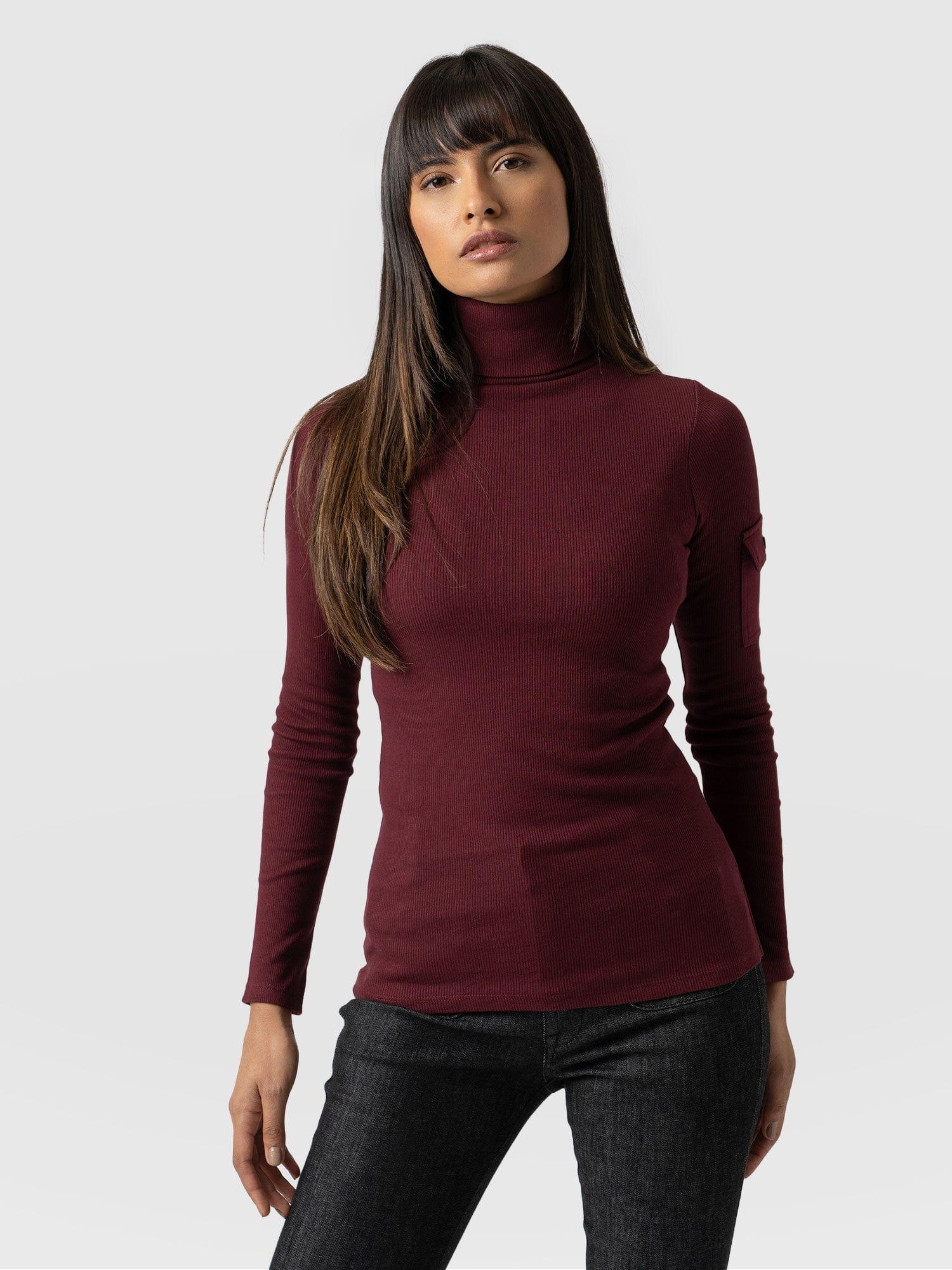 Pocket Turtle Neck Burgundy - Women's Sweaters | Saint + Sofia® USA