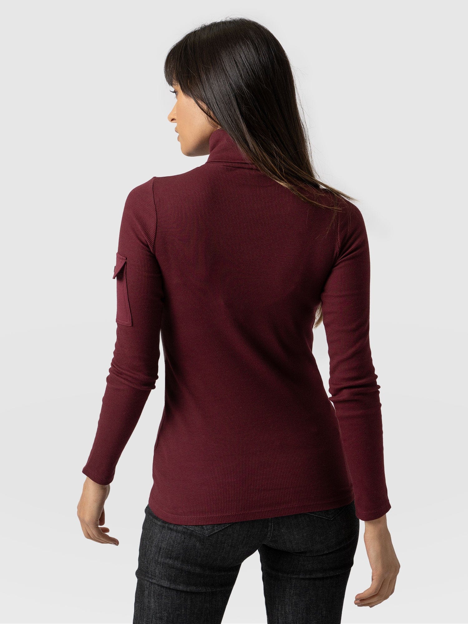Pocket Turtle Neck Burgundy - Women's Sweaters | Saint + Sofia® USA