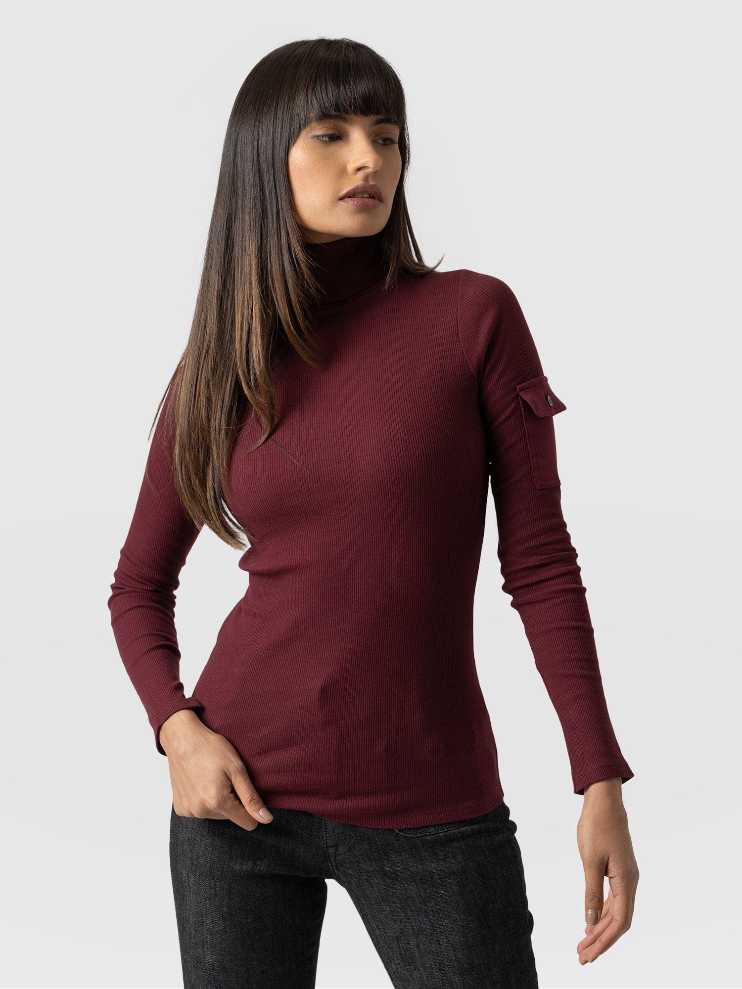 Pocket Turtle Neck Burgundy - Women's Sweaters | Saint + Sofia® USA