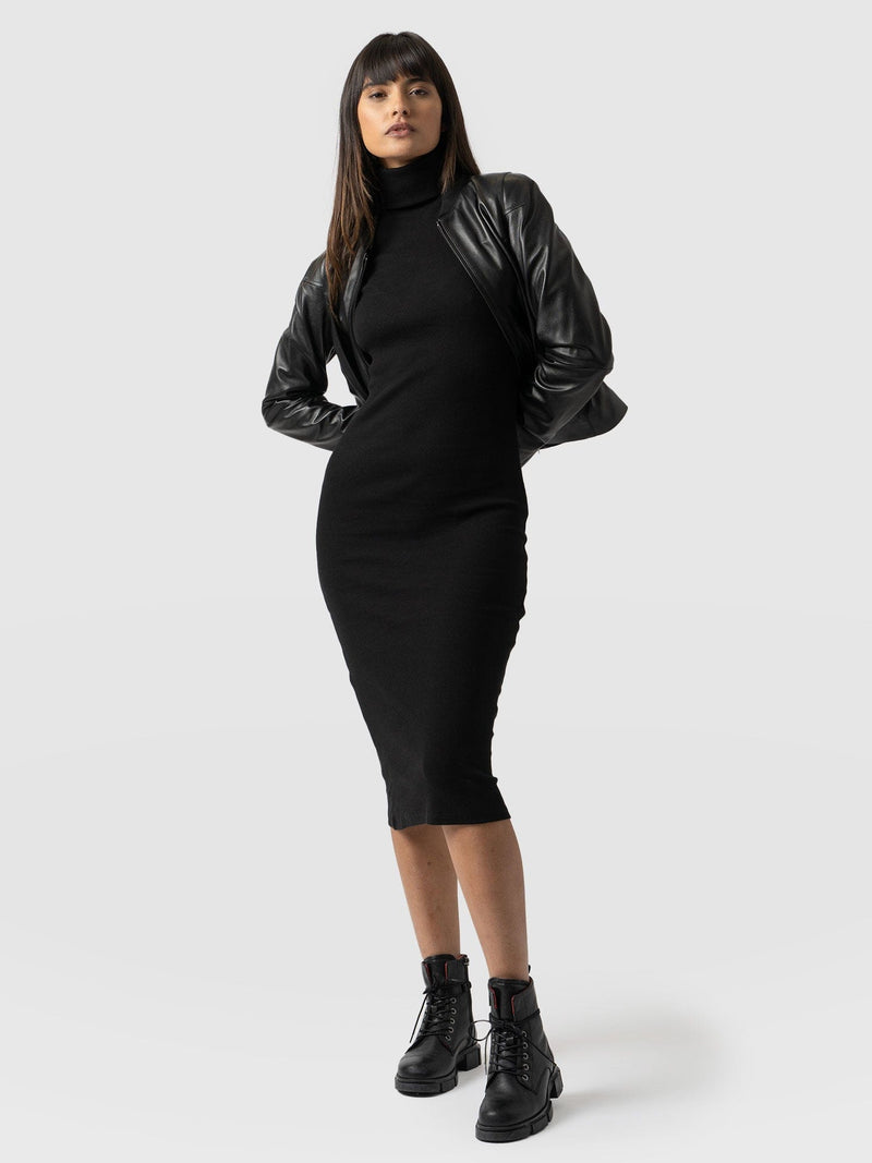 Pocket Turtle Neck Dress Black - Women's Dresses | Saint + Sofia® USA