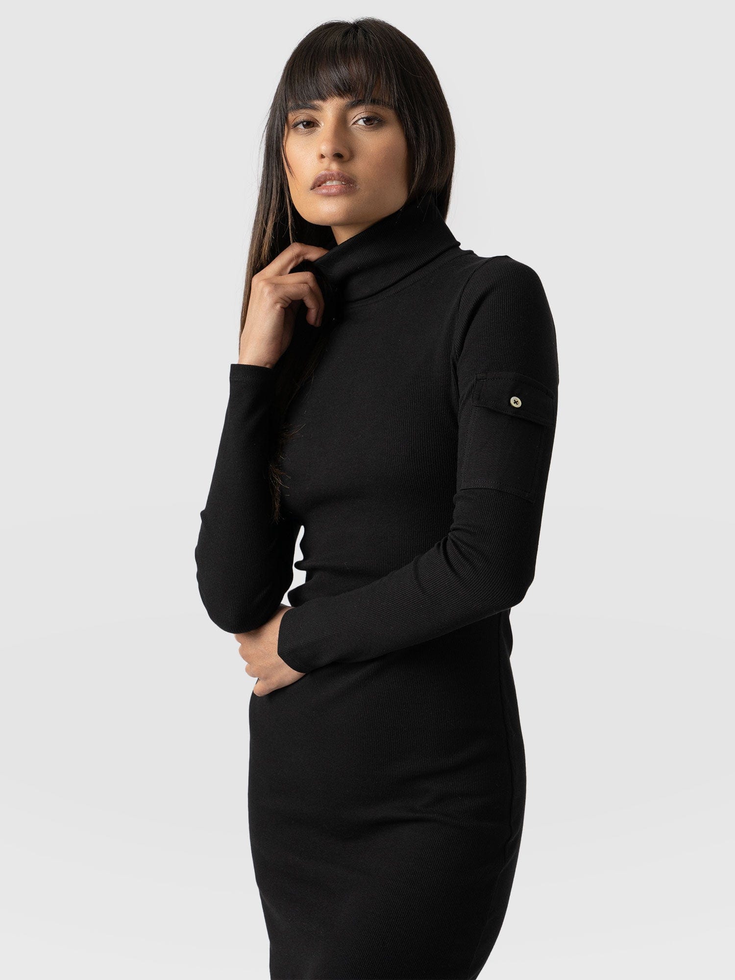 Pocket Turtle Neck Dress Black - Women's Dresses | Saint + Sofia® USA