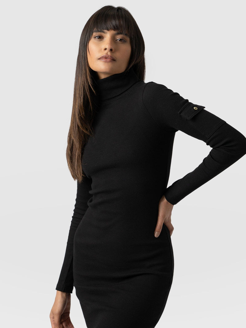 Pocket Turtle Neck Dress Black - Women's Dresses | Saint + Sofia® USA