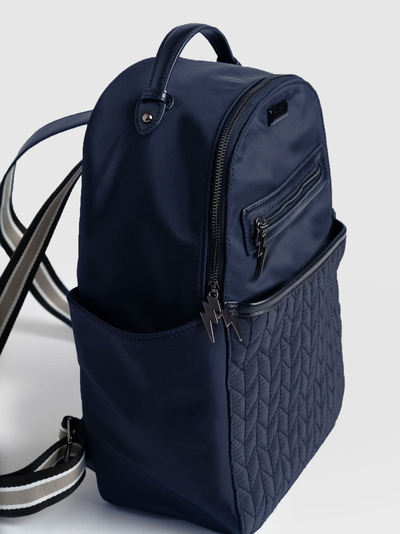 Quilted Nylon Backpack Navy - Women's Backpacks | Saint + Sofia® UK