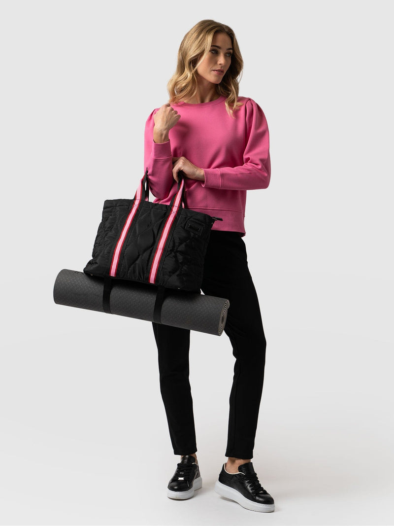 Quilted Tote Bag Black/Pink - Women's Tote Bags | Saint + Sofia® USA