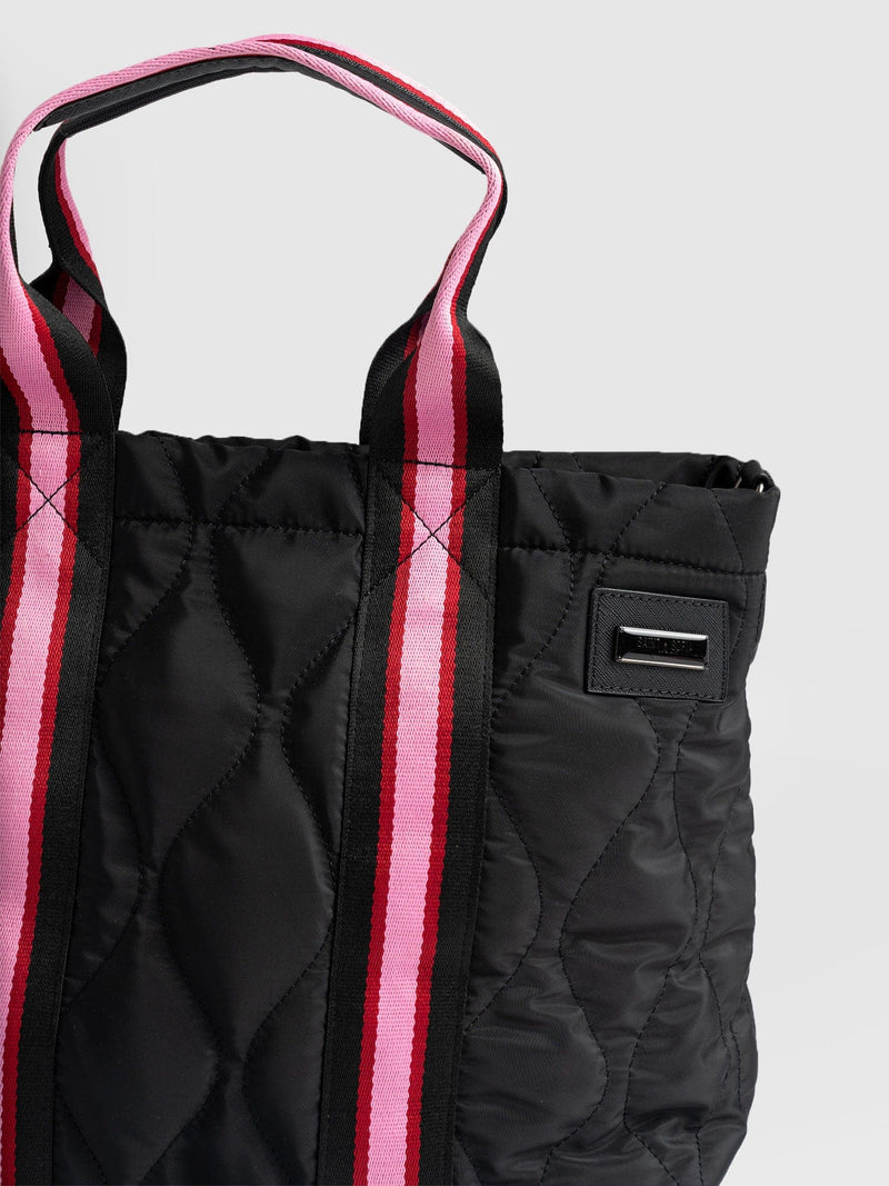 Quilted Tote Bag Black/Pink - Women's Tote Bags | Saint + Sofia® USA