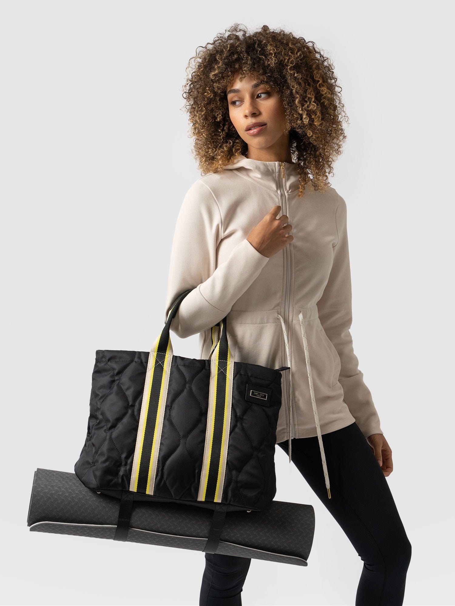 Quilted Tote Bag Black - Women's Tote Bags | Saint + Sofia® USA