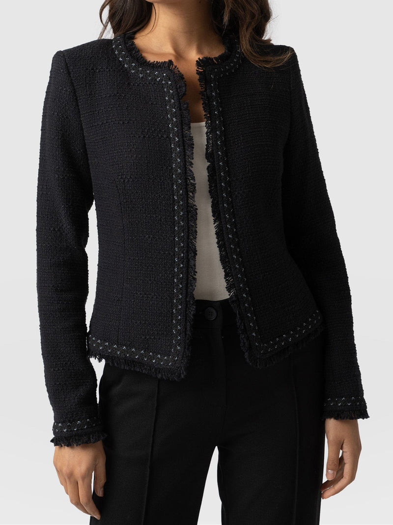 Rayner Jacket Black Bouclé - Women's Jackets | Saint + Sofia® USA