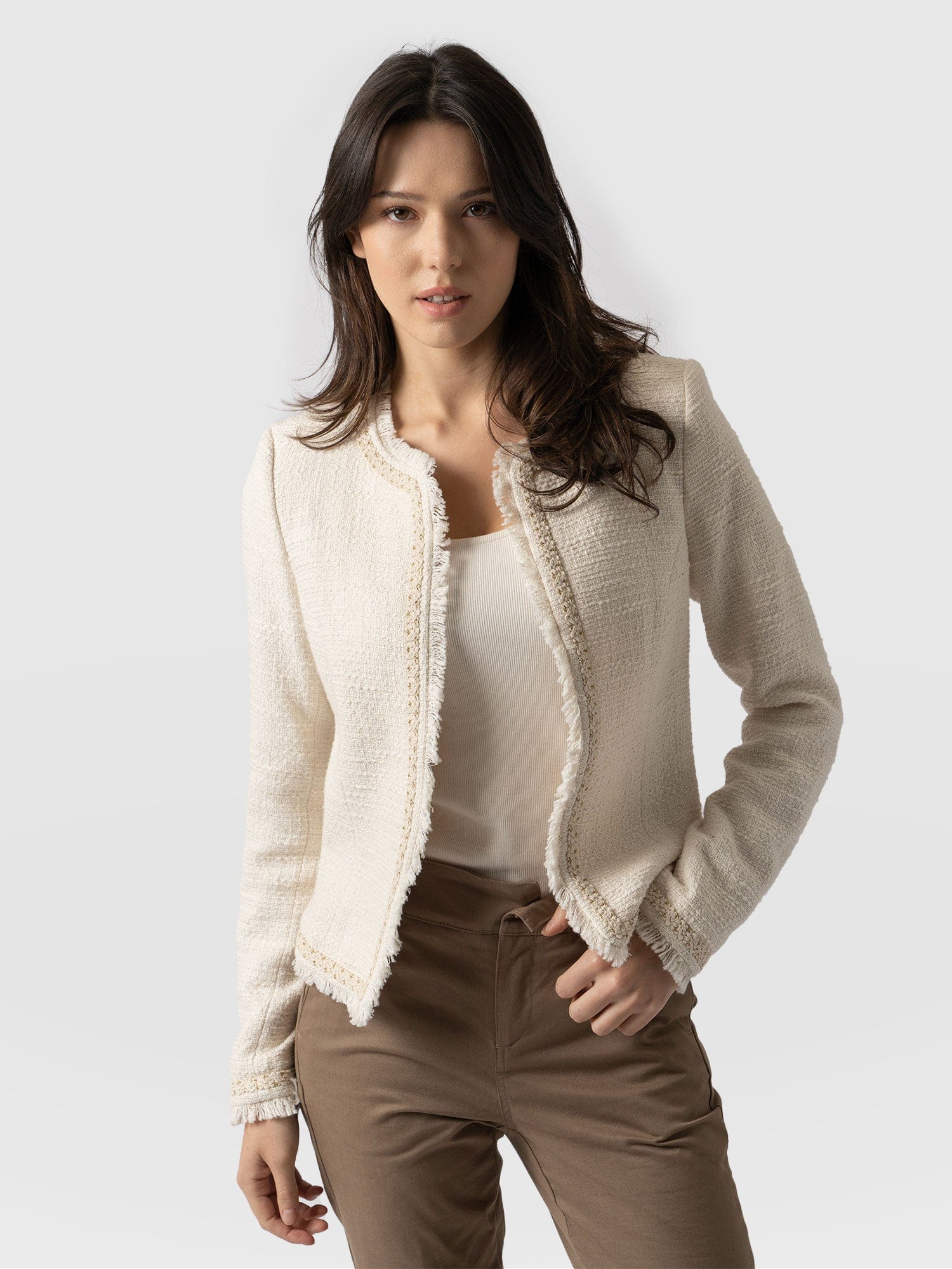 Rayner Jacket Cream Bouclé - Women's Jackets | Saint + Sofia® USA