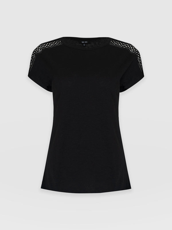 Reveal Lace Tee Black - Women's T- Shirts | Saint + Sofia® USA