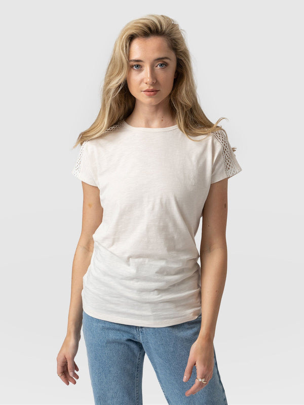 Reveal Lace Tee Cream - Women's T- Shirts | Saint + Sofia® USA