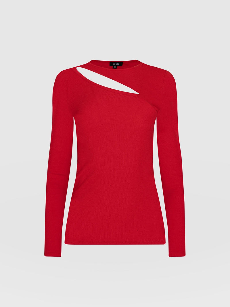 Reveal Tee Long Sleeve Red - Women's T-shirts | Saint + Sofia® UK