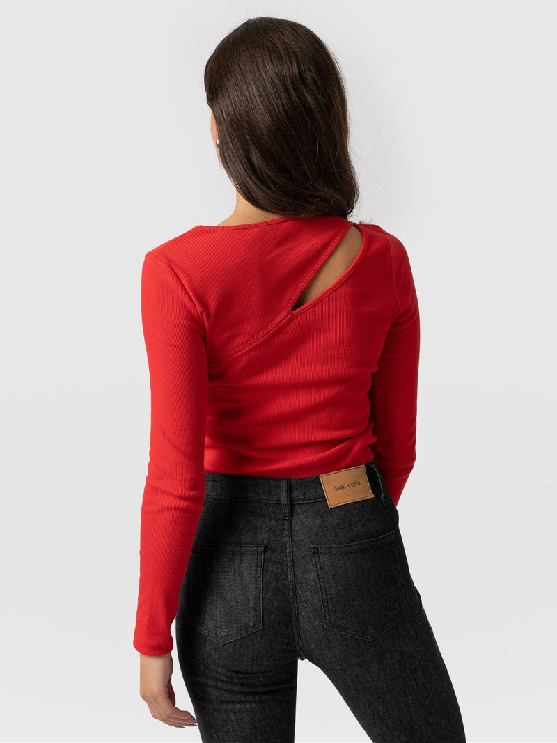 Reveal Tee Long Sleeve Red - Women's T-shirts | Saint + Sofia® USA