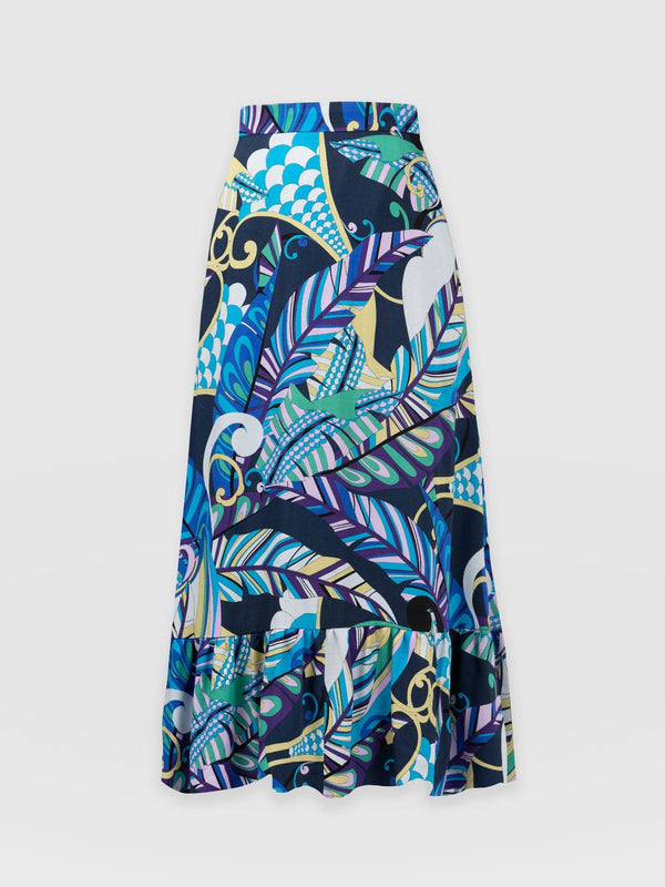 Riley Skirt Blue Palm - Women's Skirts | Saint + Sofia® UK
