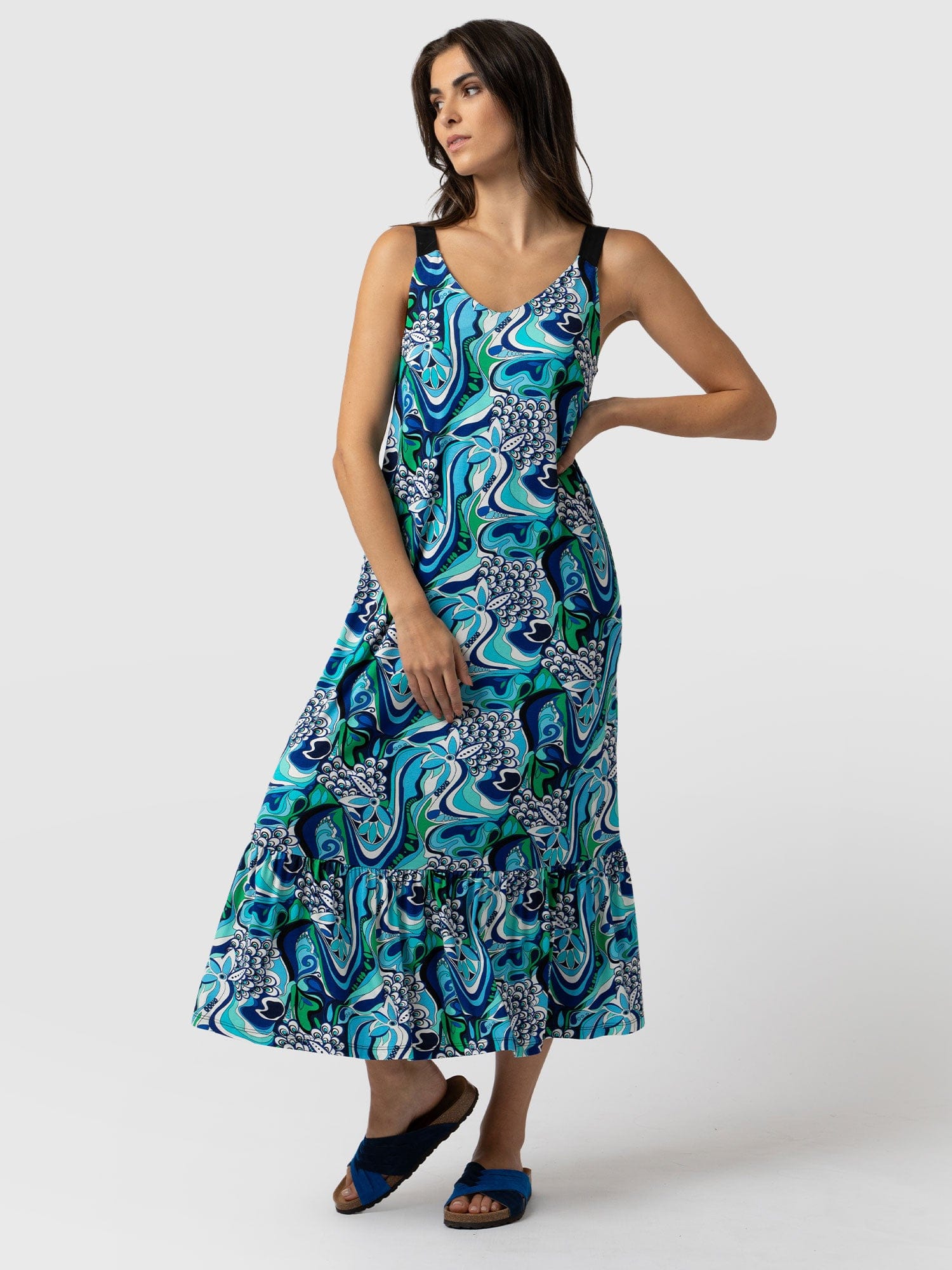 Riley Tiered Trapeze Dress Paradise - Women's Dresses | Saint + Sofia® UK