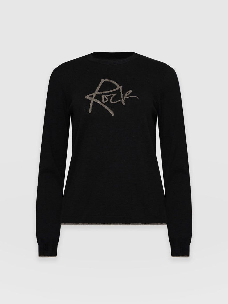 Rock Intarsia Sweater Black - Women's Sweaters | Saint + Sofia® USA