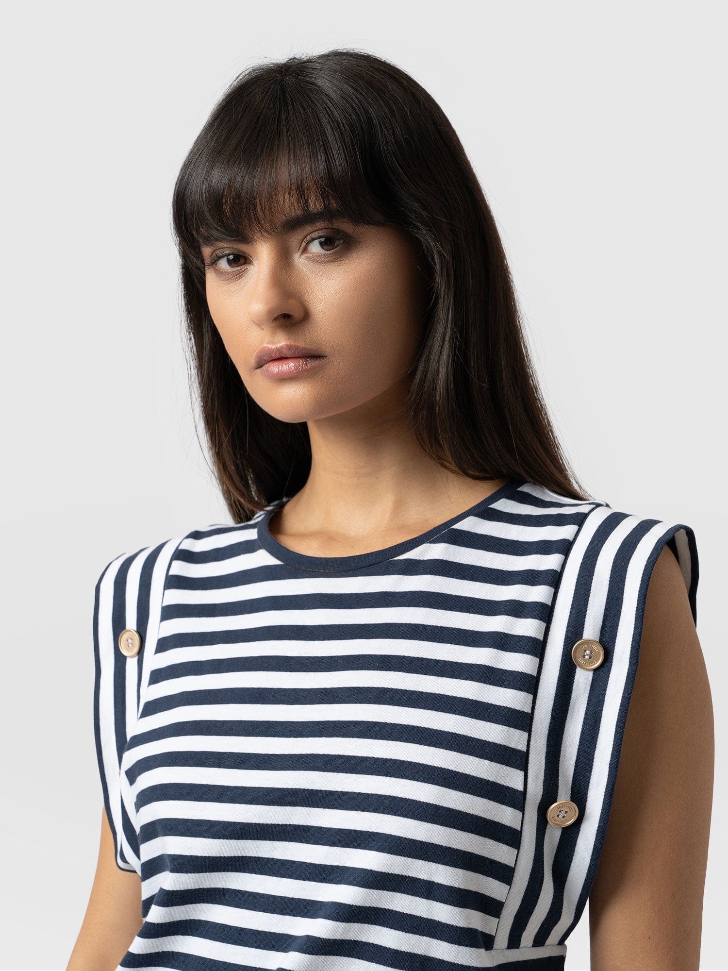 Marine Stripe Sleeveless T-shirt-