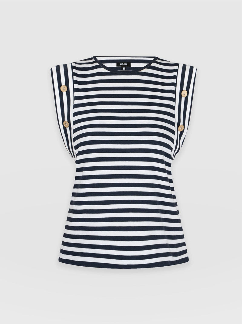 Rowan Tee Navy Stripe - Women's T-Shirts | Saint + Sofia® USA