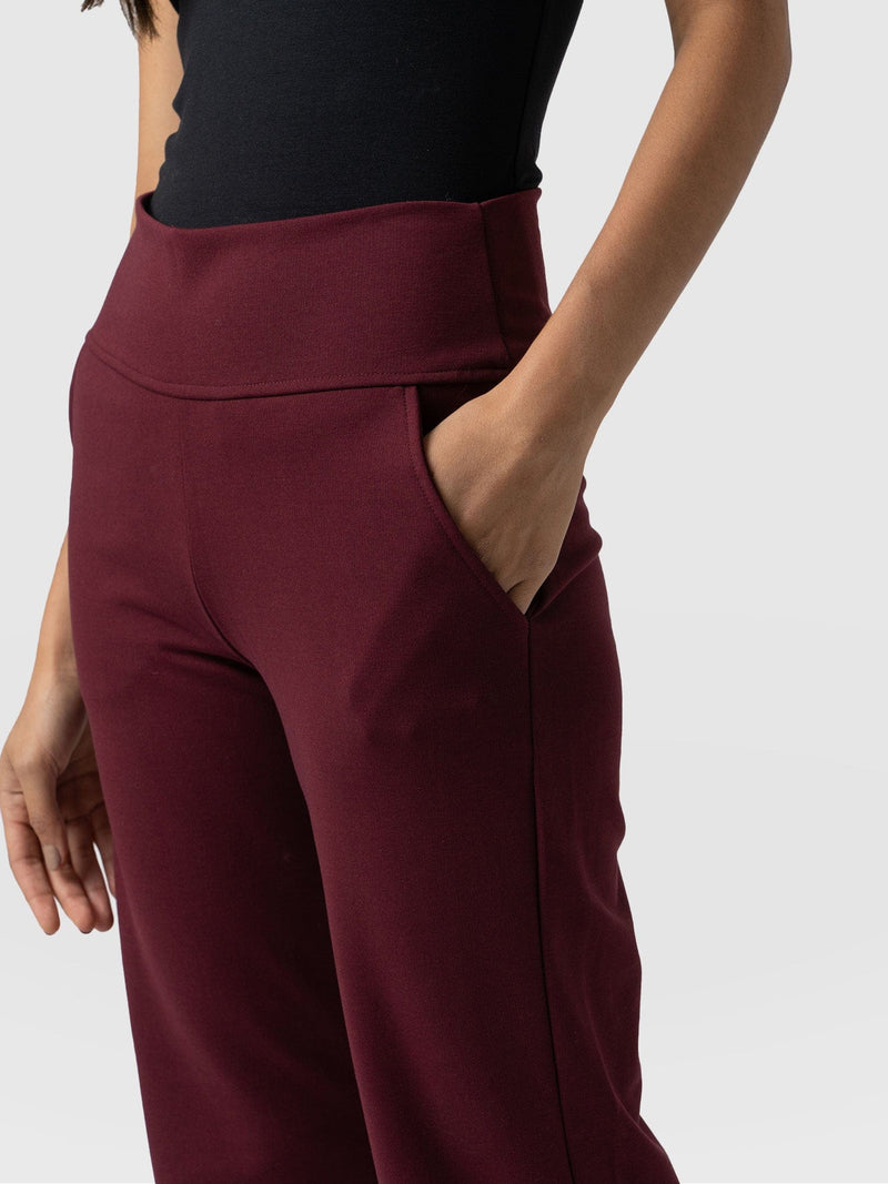 People Tree Women's Sasha Trousers Casual Pants, Burgundy, 8 :  : Fashion