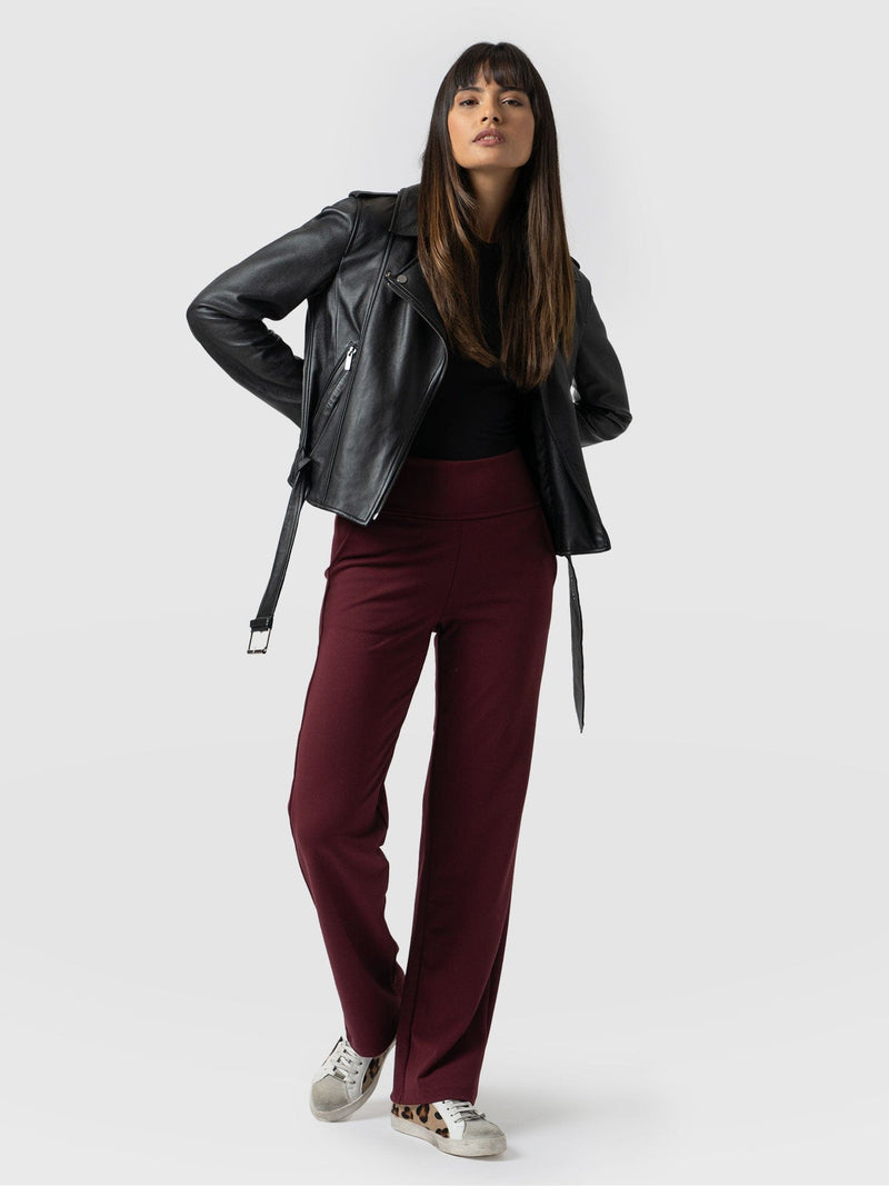 Can't Resist Super High Waisted Pants - Burgundy