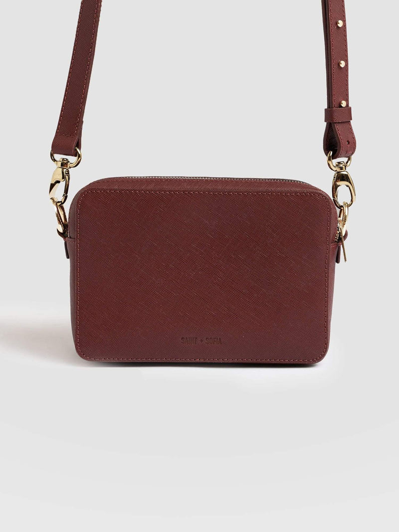 Saffiano Handbag Burgundy - Women's Leather Bags | Saint + Sofia® USA