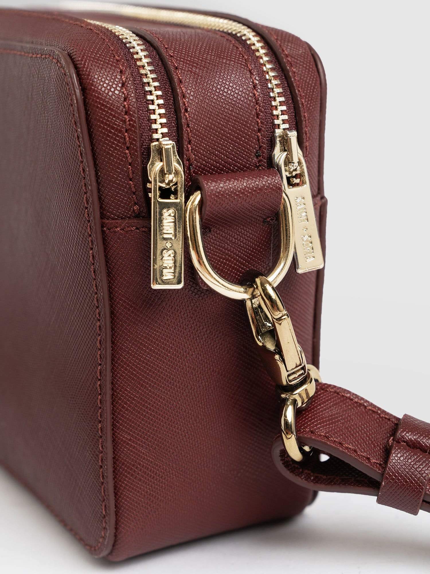 Saffiano Handbag Burgundy - Women's Leather Bags | Saint + Sofia® USA