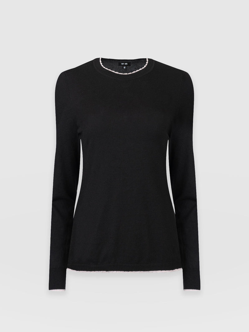 Scallop Edge Sweater Black - Women's Sweaters | Saint + Sofia® USA