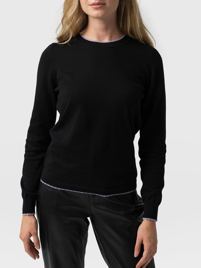 Scallop Edge Sweater Black - Women's Sweaters | Saint + Sofia® USA