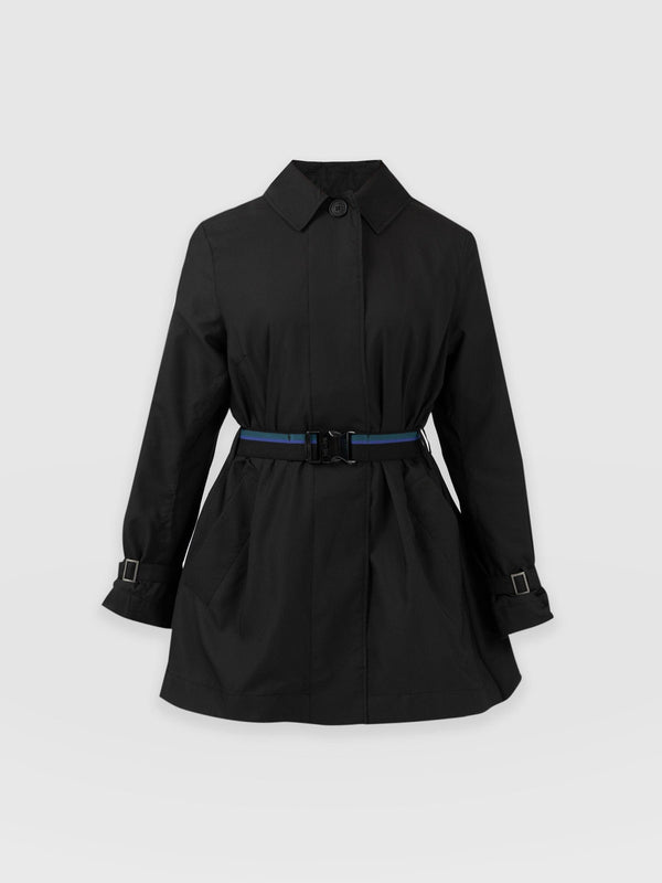 Short A Line Trench Coat Black - Women's Overcoats | Saint + Sofia® UK