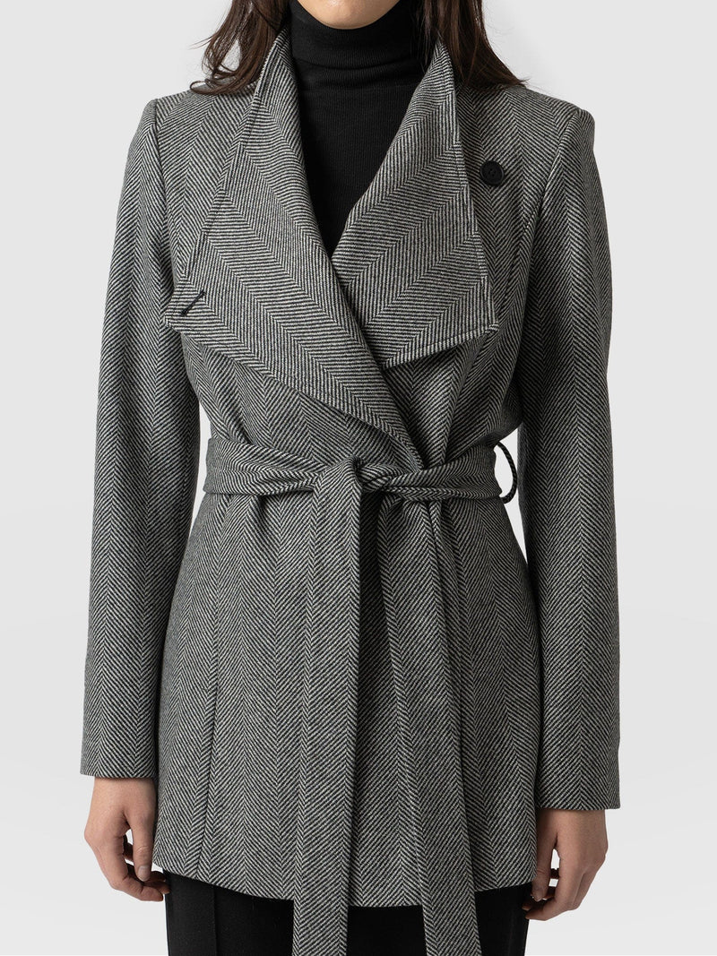 Sienna Wrap Coat Chevron - Women's Wool Coats | Saint + Sofia® USA