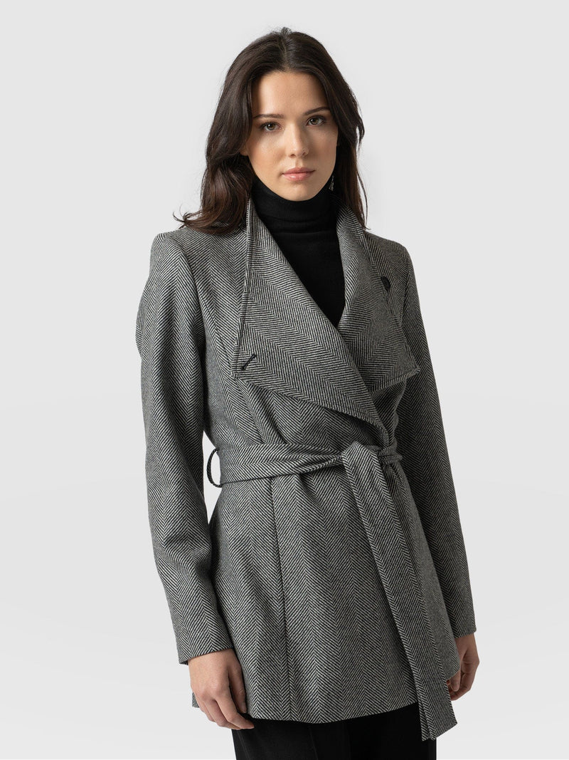Italian Wool Mix Wrap Belted Short Coat